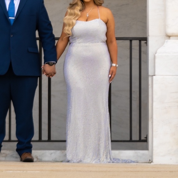 Portia and Scarlett PS6328 Evening Gown Silver - Picture 3 of 3